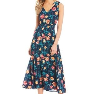 Betsey Johnson Navy Floral Dress with Tie Straps. Size‎ 12. NWT.